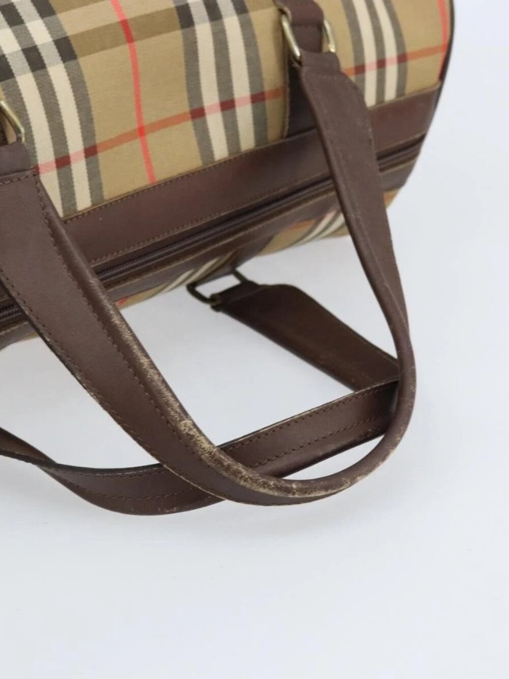 Burberrys Nova Check Boston Bag Canvas Beige Gold - Picture 10 of 16